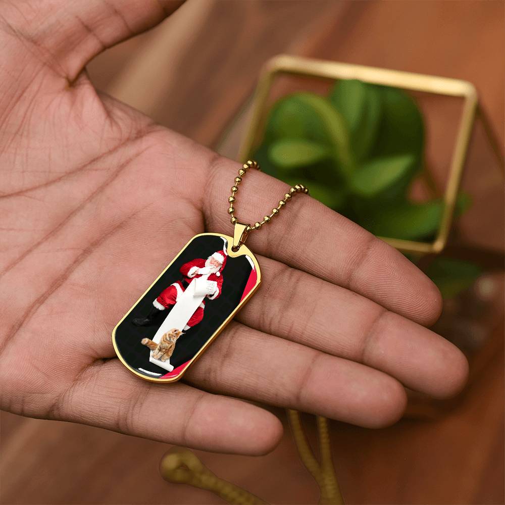 Collier de chat du Père Noël - Acier chirurgical premium et finition or