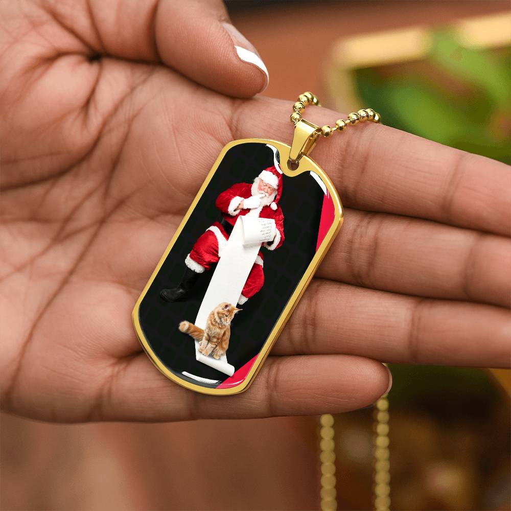 Collier de chat du Père Noël - Acier chirurgical premium et finition or