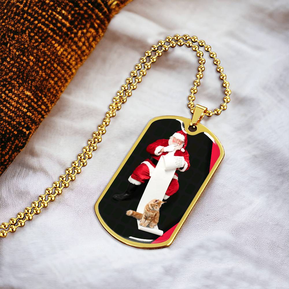 Collier de chat du Père Noël - Acier chirurgical premium et finition or