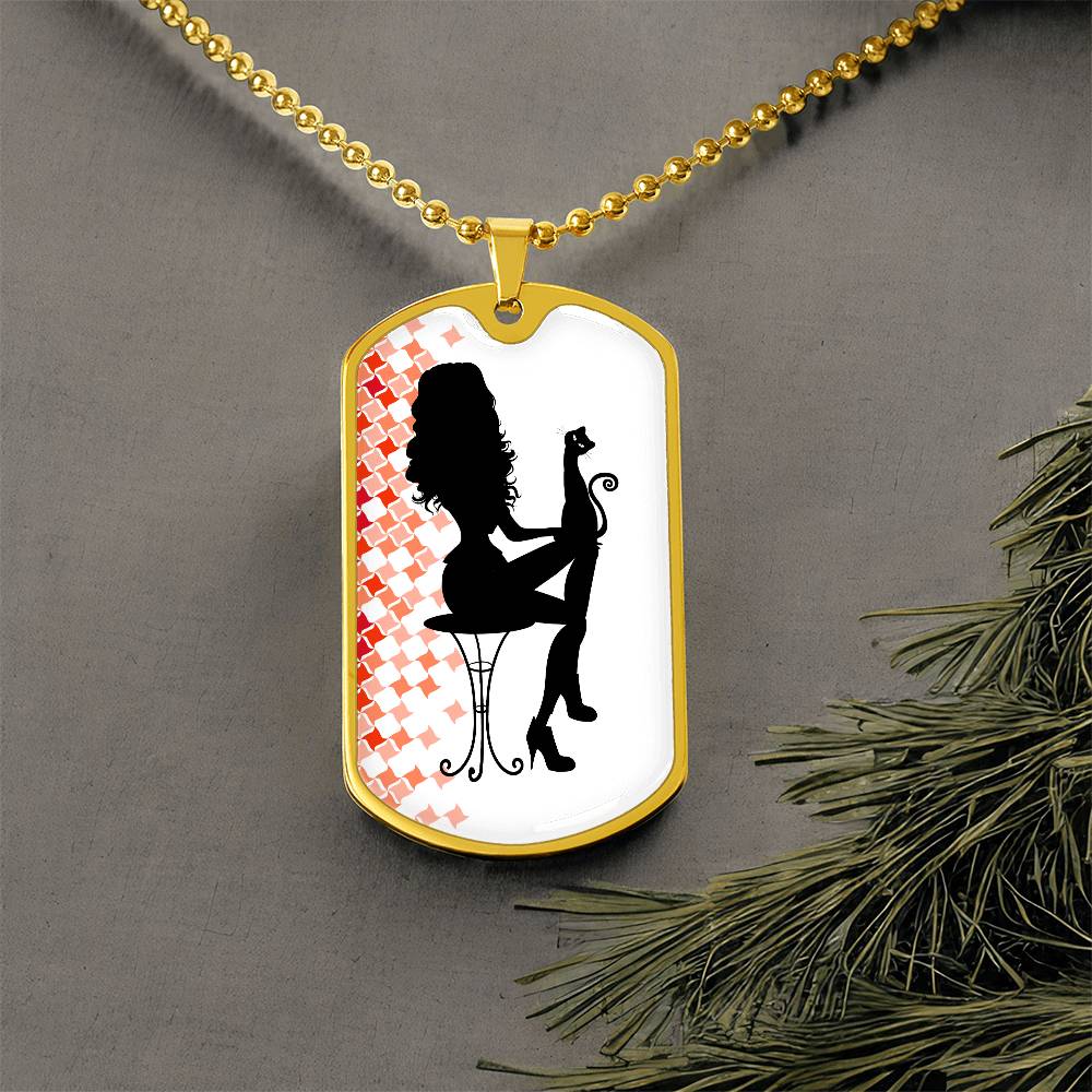 Chic Cat Enthusiast Dog Tag Necklace - Korvel
