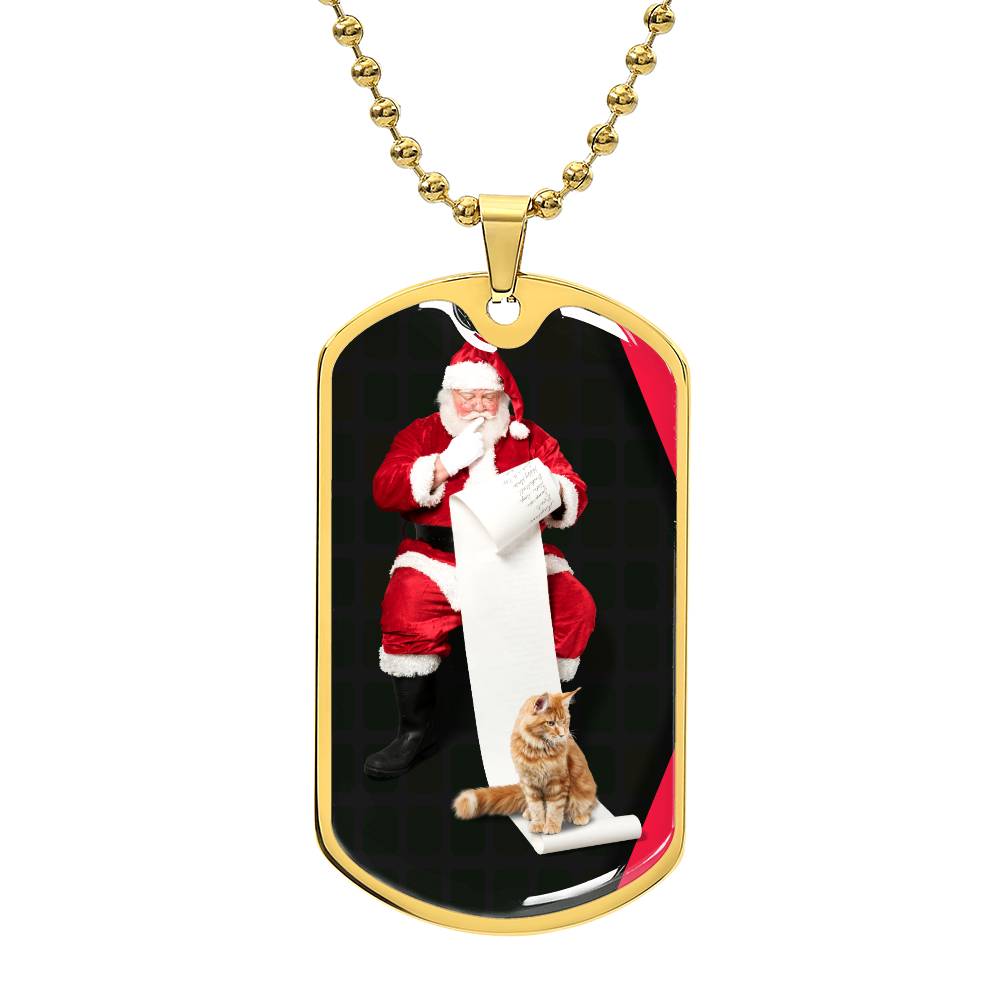 Collier de chat du Père Noël - Acier chirurgical premium et finition or