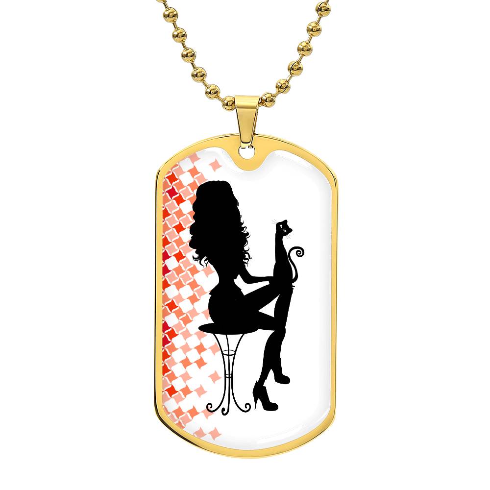 Chic Cat Enthusiast Dog Tag Necklace - Korvel
