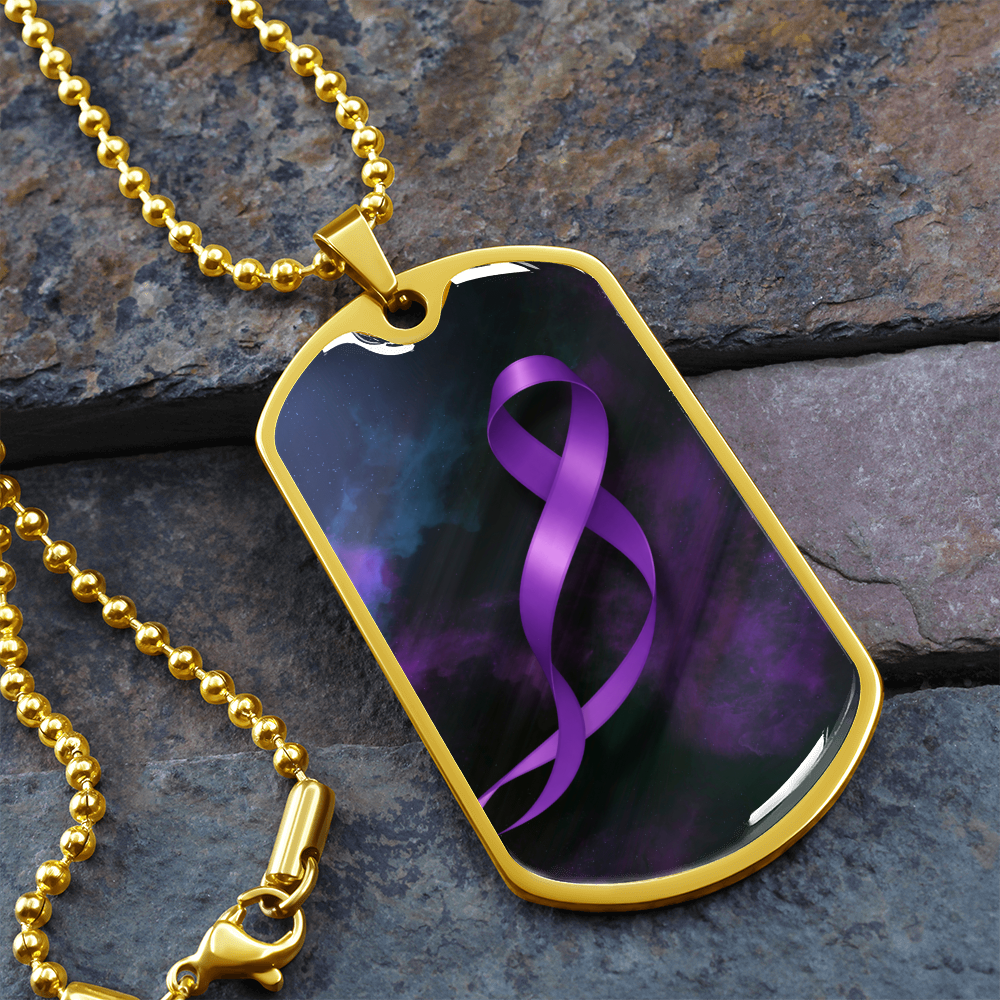 Collier en dog tag de sensibilisation à l'épilepsie – Souvenir en ruban violet