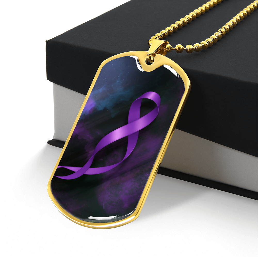 Collier en dog tag de sensibilisation à l'épilepsie – Souvenir en ruban violet