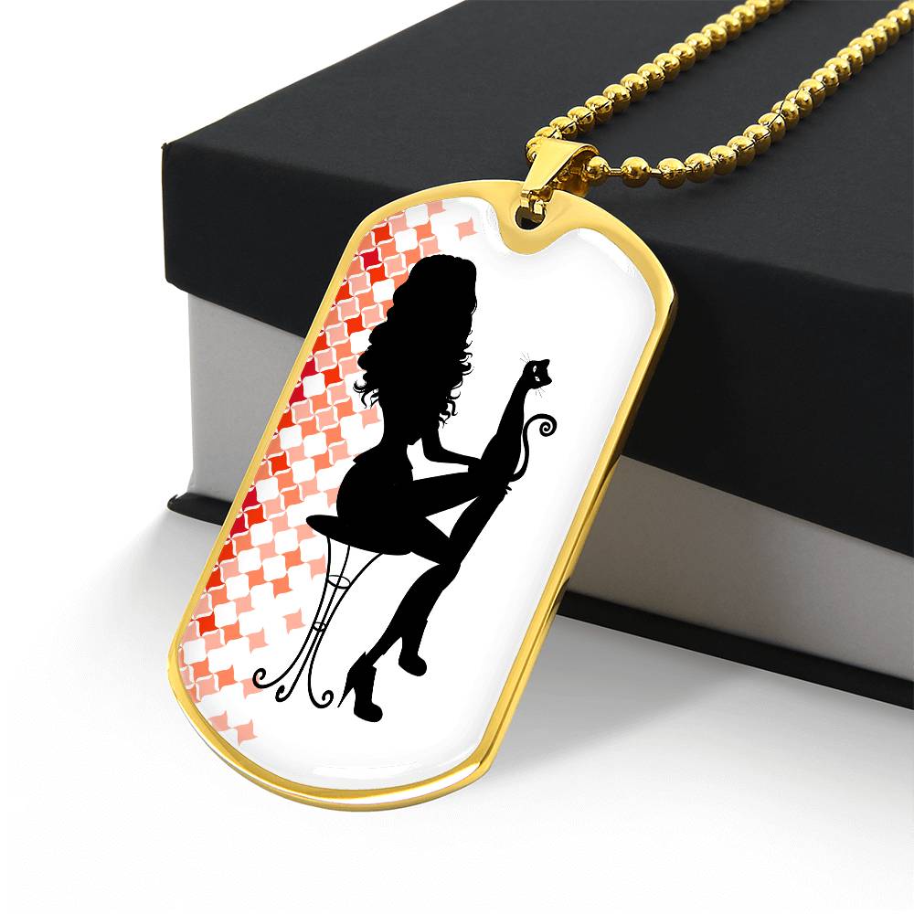 Chic Cat Enthusiast Dog Tag Necklace - Korvel