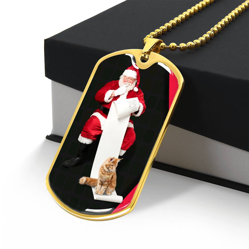 Collier de chat du Père Noël - Acier chirurgical premium et finition or