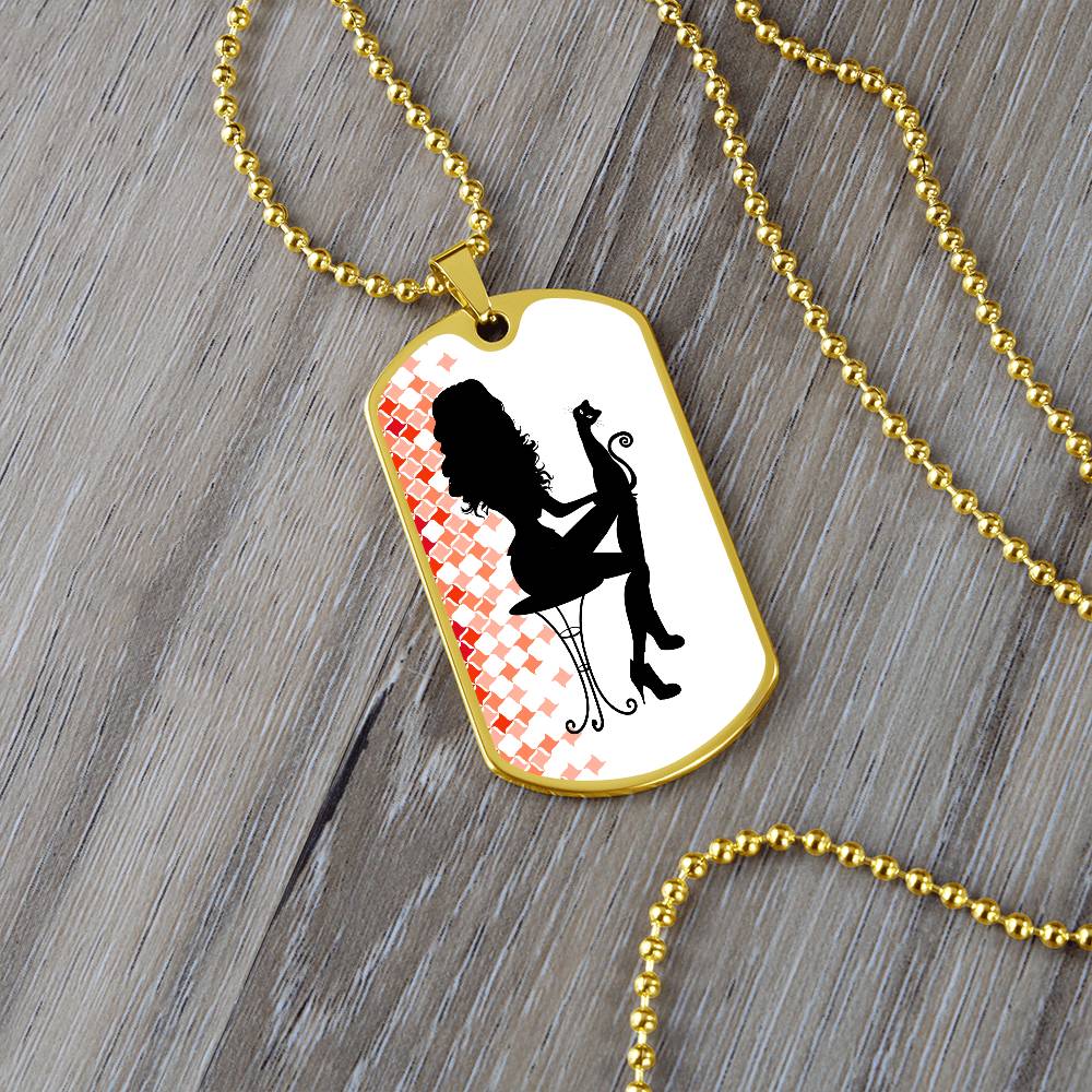 Chic Cat Enthusiast Dog Tag Necklace - Korvel