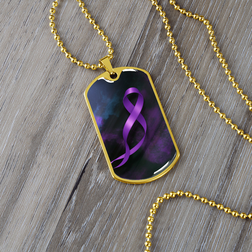 Collier en dog tag de sensibilisation à l'épilepsie – Souvenir en ruban violet