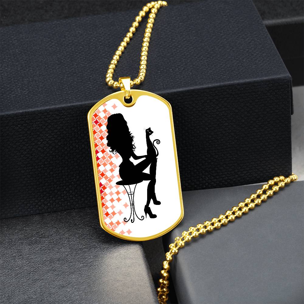 Chic Cat Enthusiast Dog Tag Necklace - Korvel