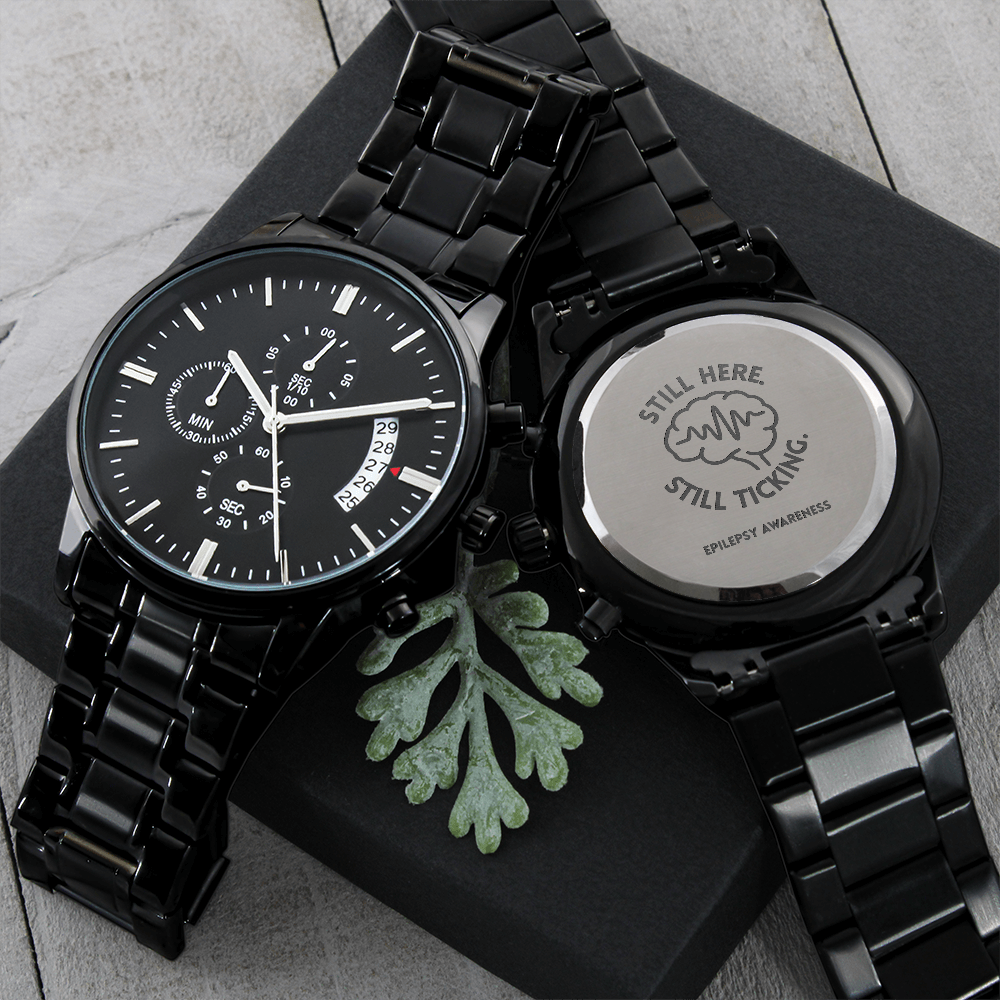 Montre chronographe gravée | Cadeau de sensibilisation à l'épilepsie
