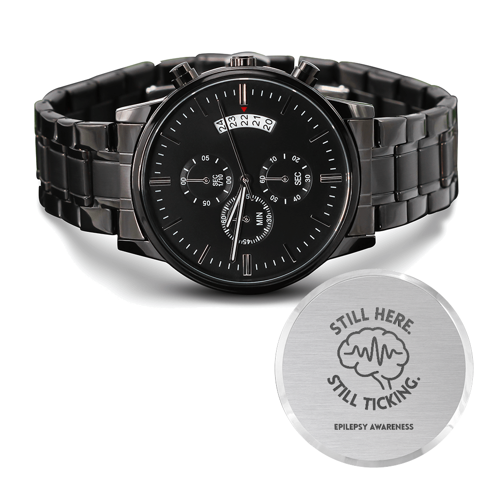 Montre chronographe gravée | Cadeau de sensibilisation à l'épilepsie