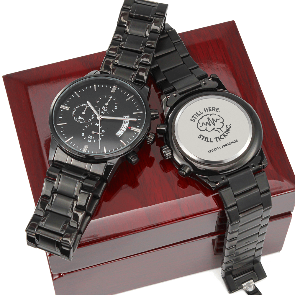 Montre chronographe gravée | Cadeau de sensibilisation à l'épilepsie