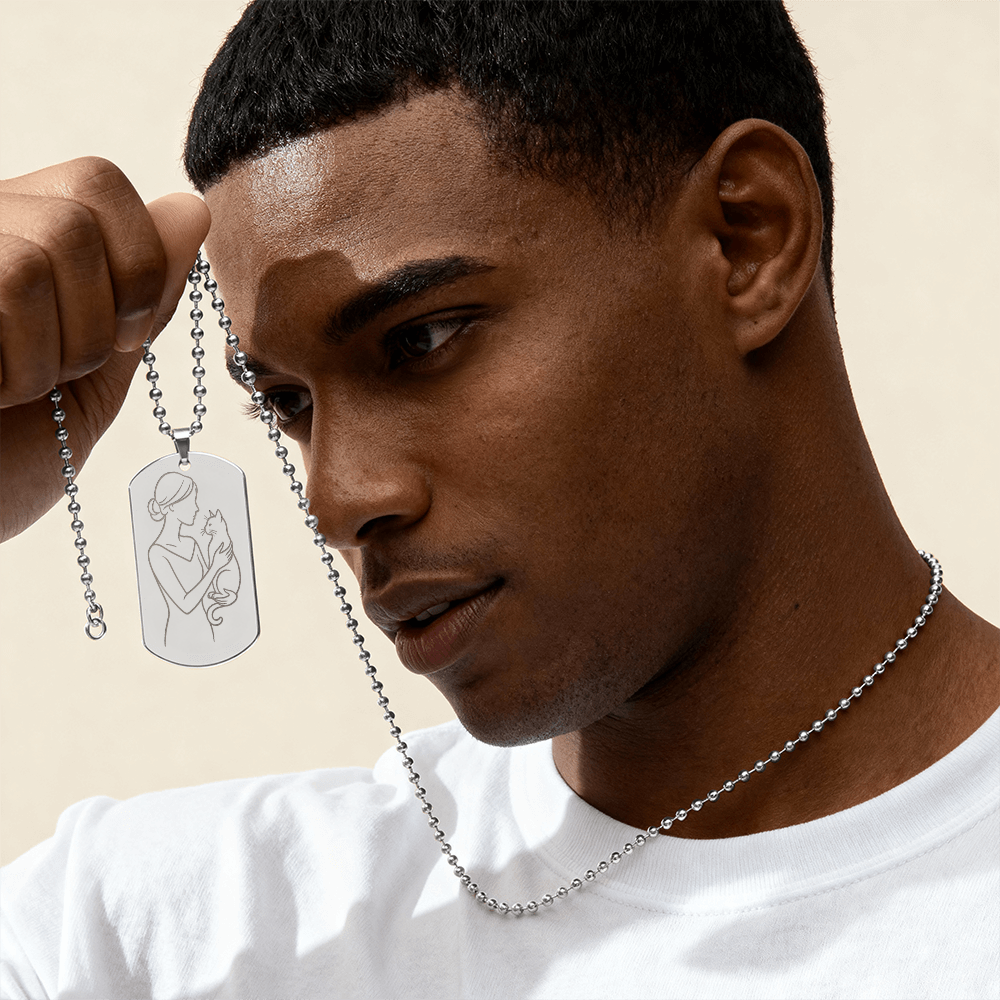 Cat Lady Couture Engraved Dog Tag Necklace