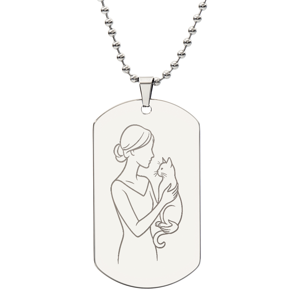 Cat Lady Couture Engraved Dog Tag Necklace