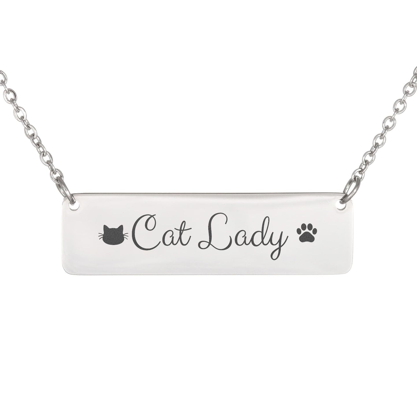 Personalized Cat Lady Horizontal Bar Necklace