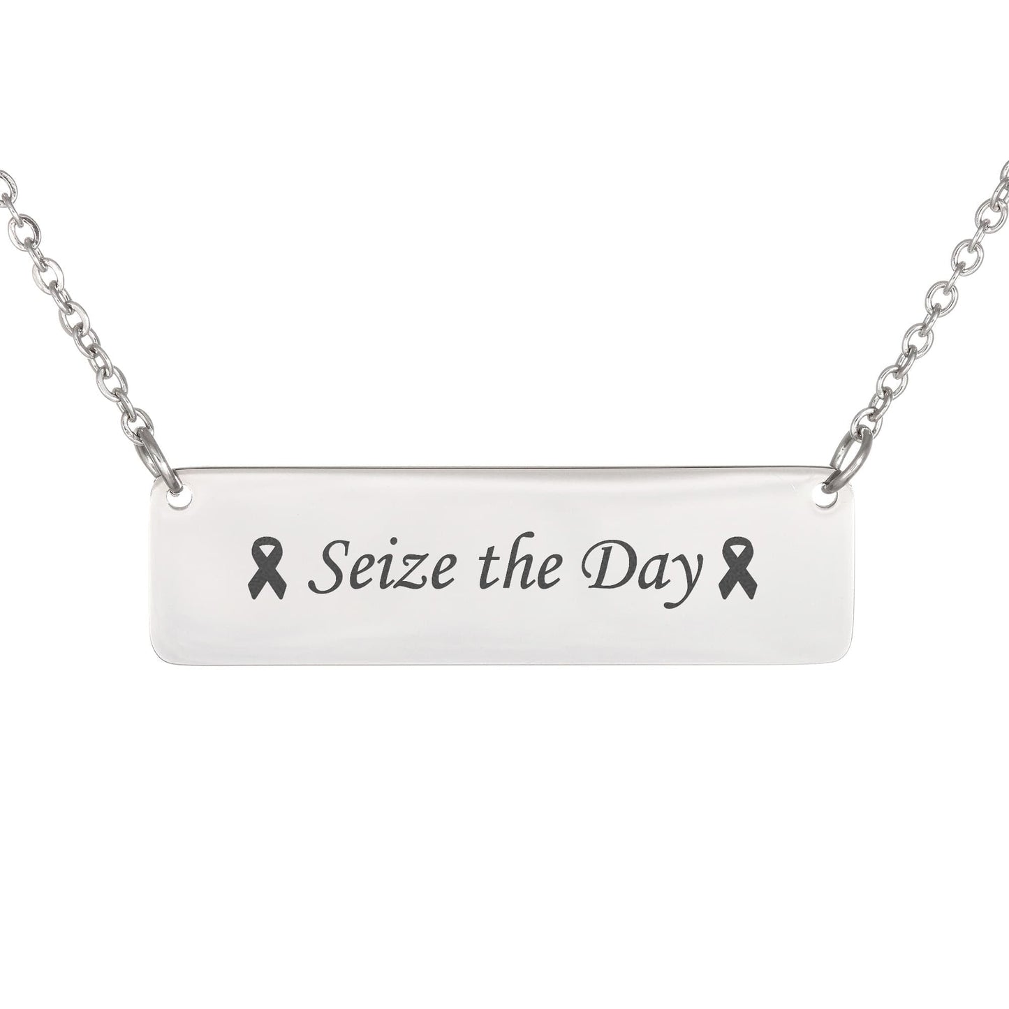 Collier à barre horizontale gravé Saisissez le jour