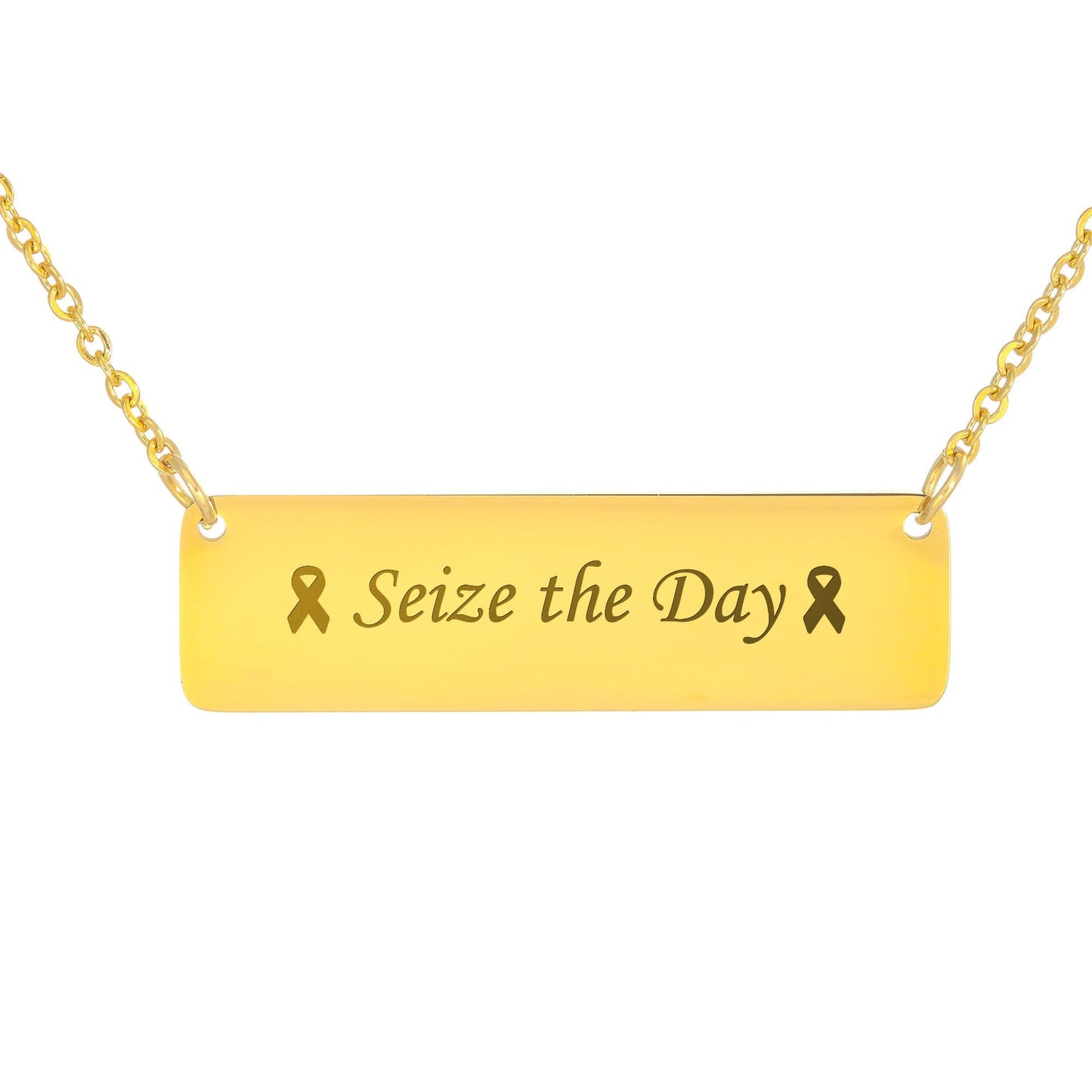 Collier à barre horizontale gravé Saisissez le jour