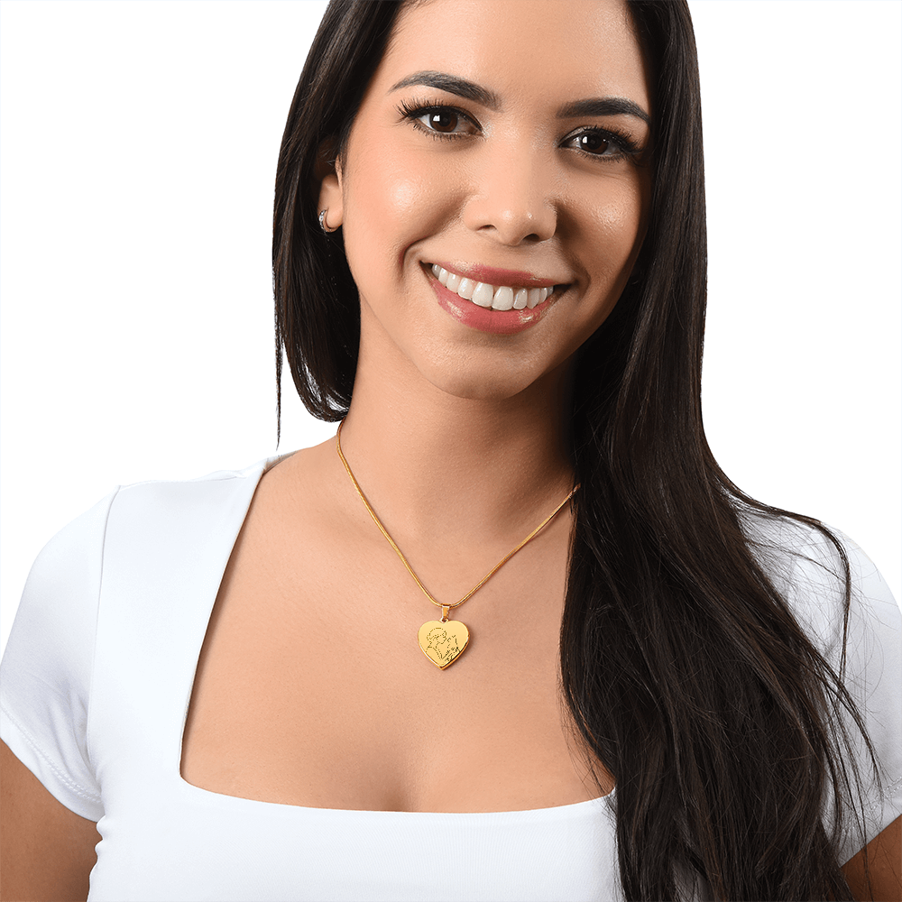 Collier en cœur de Cat Lady – Pendentif en ligne gravé
