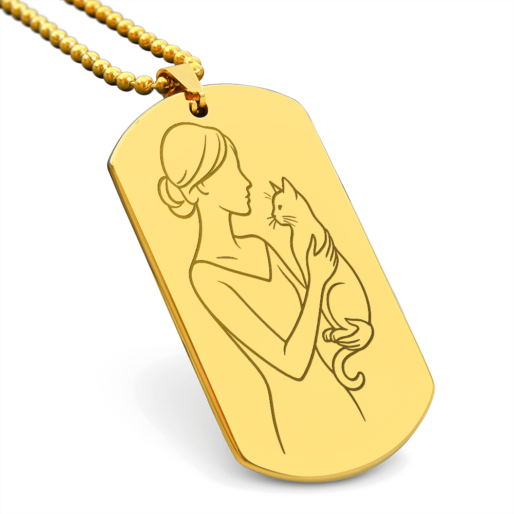 Cat Lady Couture Engraved Dog Tag Necklace