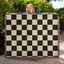 Checked Feline Woven Blanket – Gold & Black Cat Outline Throw