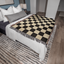 Checked Feline Woven Blanket – Gold & Black Cat Outline Throw