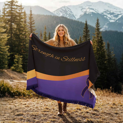 The Violet Wave Throw - Lavender & Gold Woven Blanket
