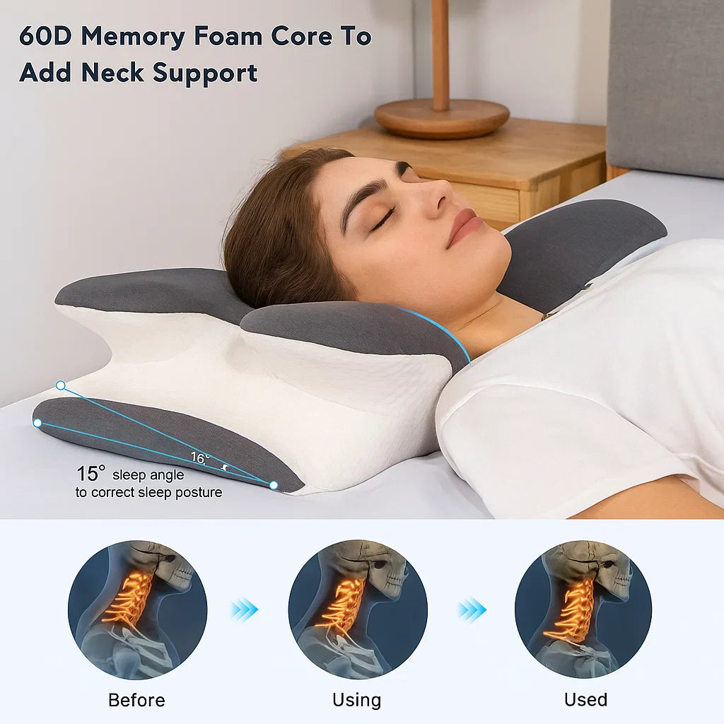 Neck Ease Pillow - Ergonomic Memory Foam Support