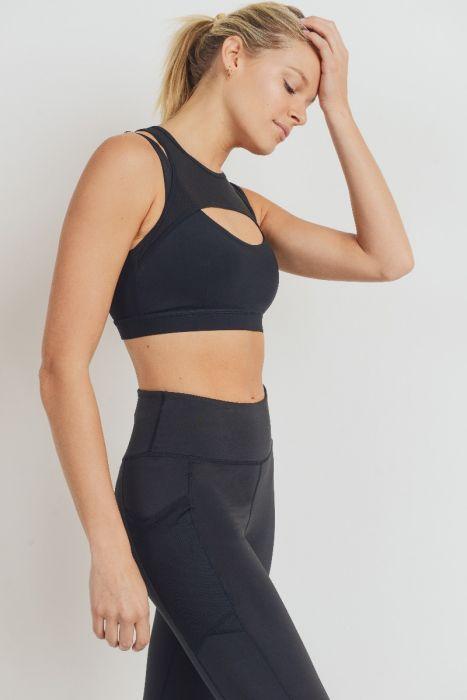 Soutien-gorge de sport hybride à dos nageur en maille