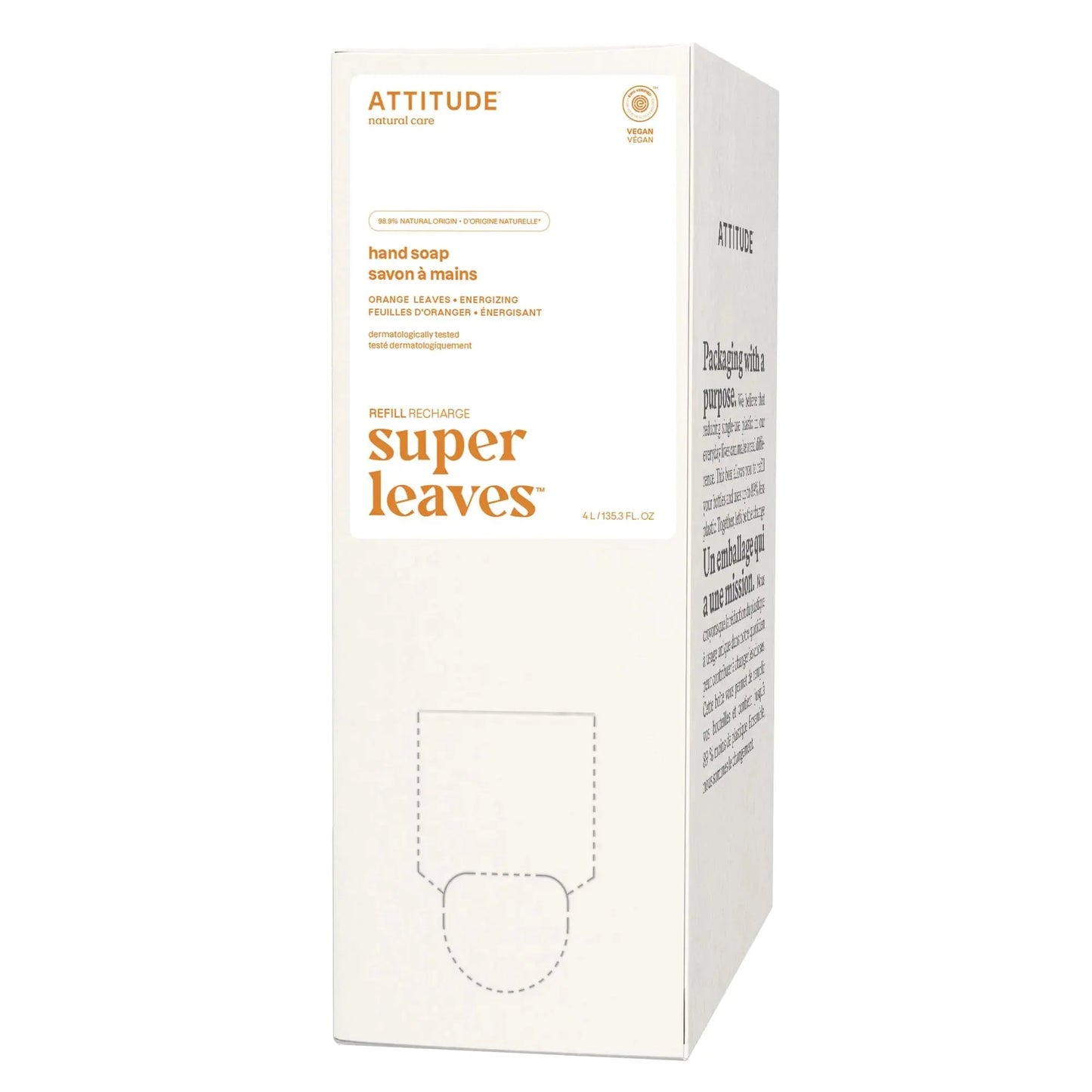 Jabón de Manos Líquido ATTITUDE - Verificado por EWG, Vegano, Hojas de Naranja, 135.26 Fl Oz