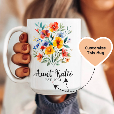 Taza Personalizada Floral de Tía