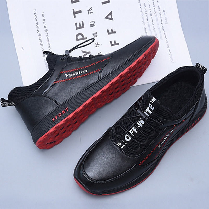 Autumn and winter men's trendy shoes, casual single shoes, men's running sports shoes, new breathable leather shoes - Korvel