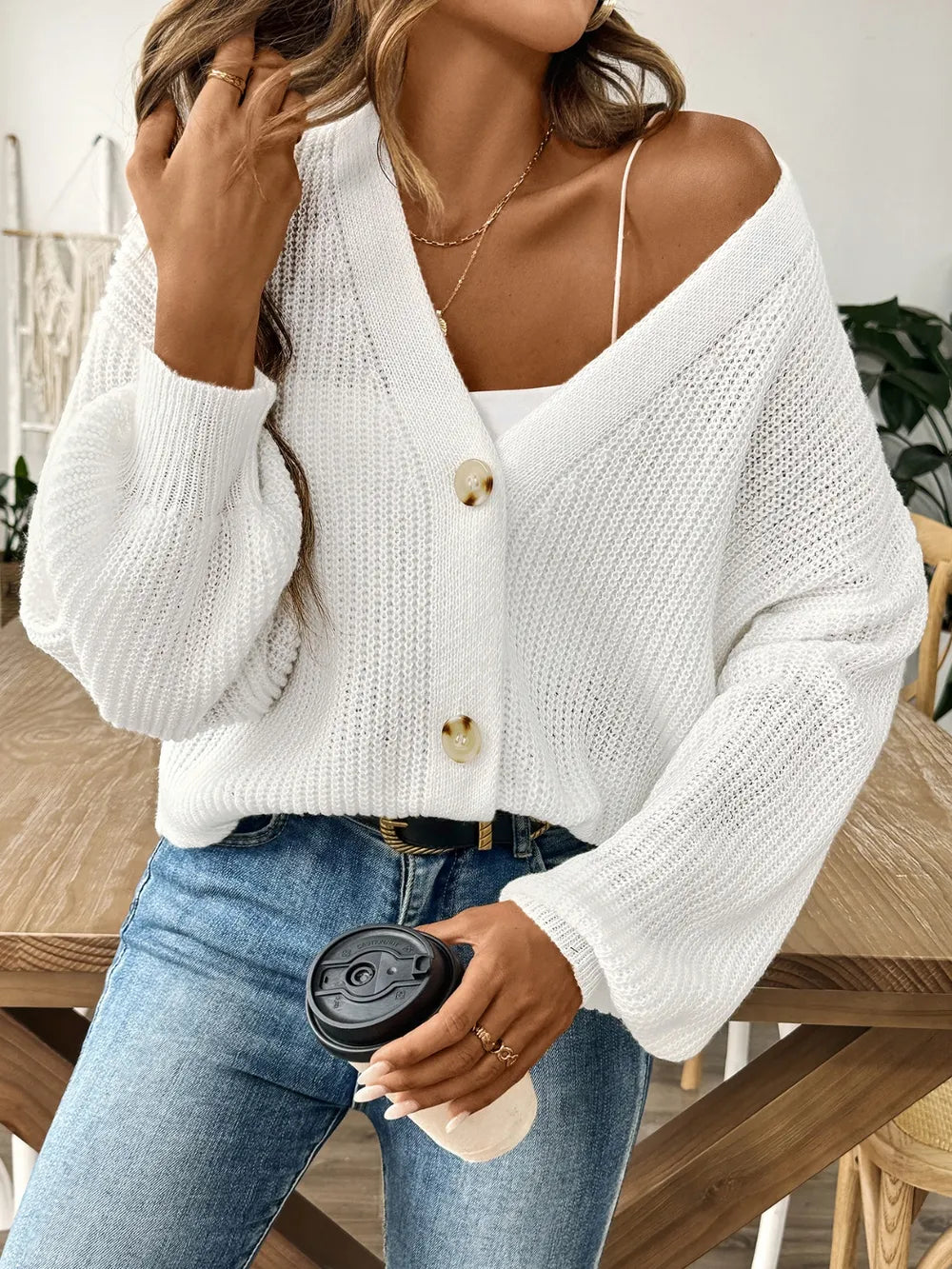 Autumn and winter new minimalist short button jacket sweater cardigan - Korvel