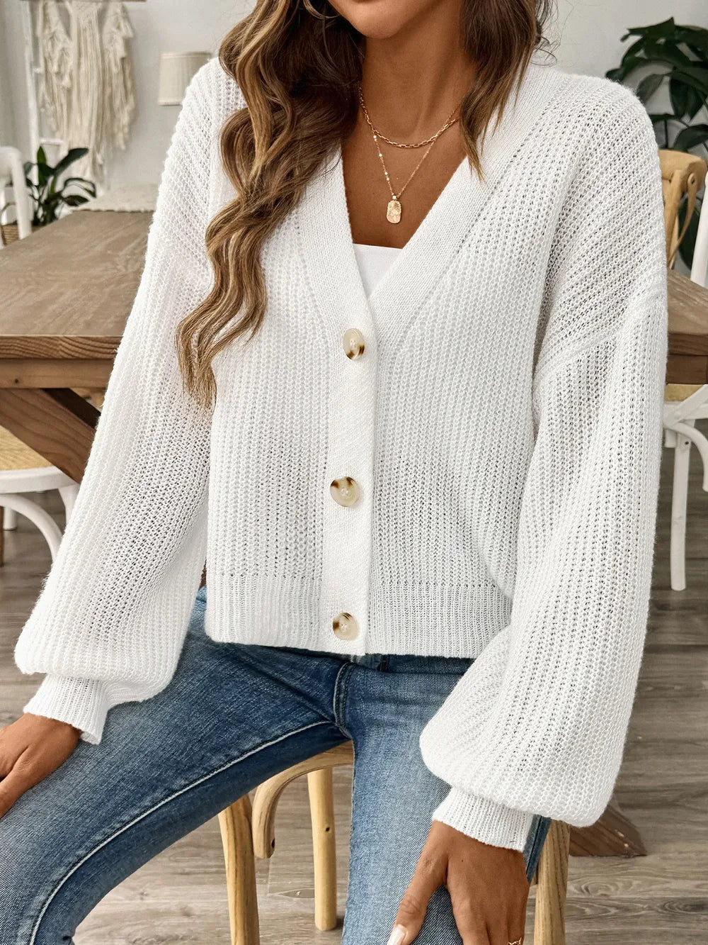Autumn and winter new minimalist short button jacket sweater cardigan - Korvel