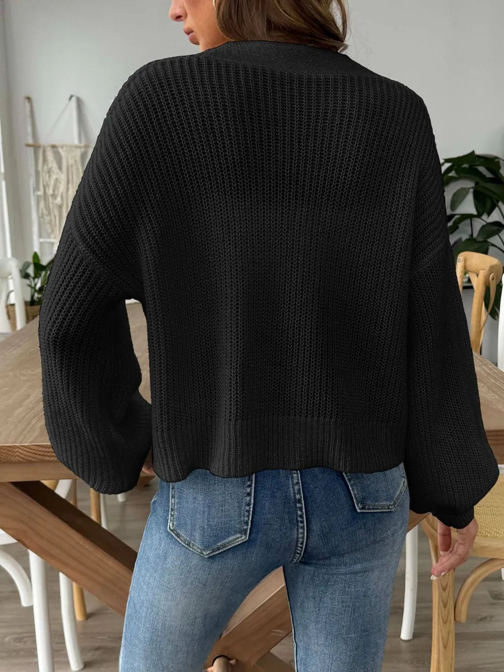 Autumn and winter new minimalist short button jacket sweater cardigan - Korvel