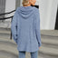 Autumn and winter new solid color hooded button loose long sleeved top - Korvel