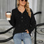 Autumn and winter new solid color hooded button loose long sleeved top - Korvel