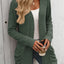 Autumn and winter new solid color pit stripe brushed pocket cardigan long sleeved jacket for women - Korvel