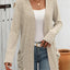 Autumn and winter new solid color pit stripe brushed pocket cardigan long sleeved jacket for women - Korvel