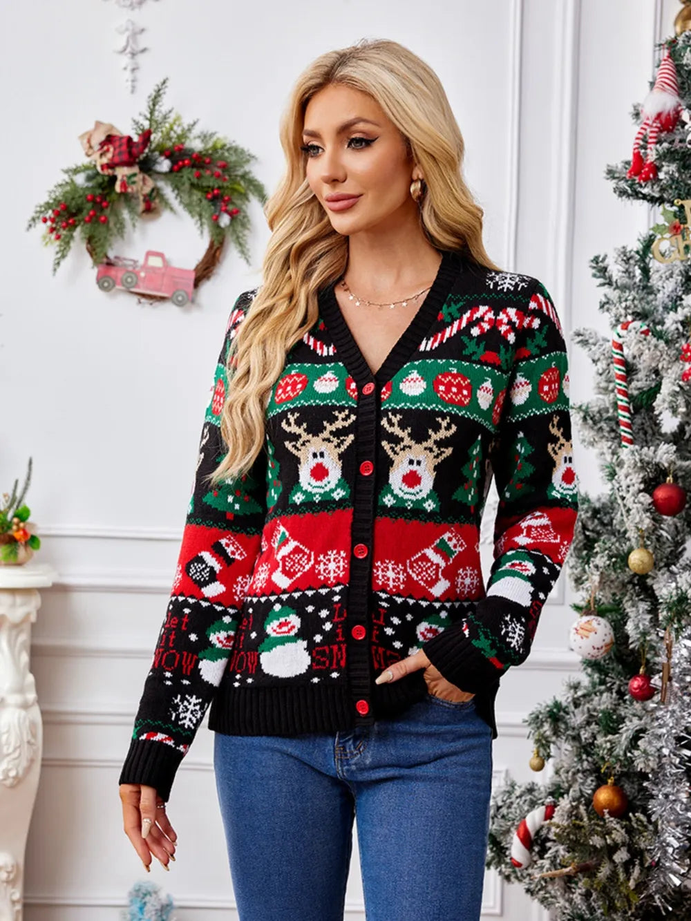 Veste de Noël décontractée à manches longues pour femmes