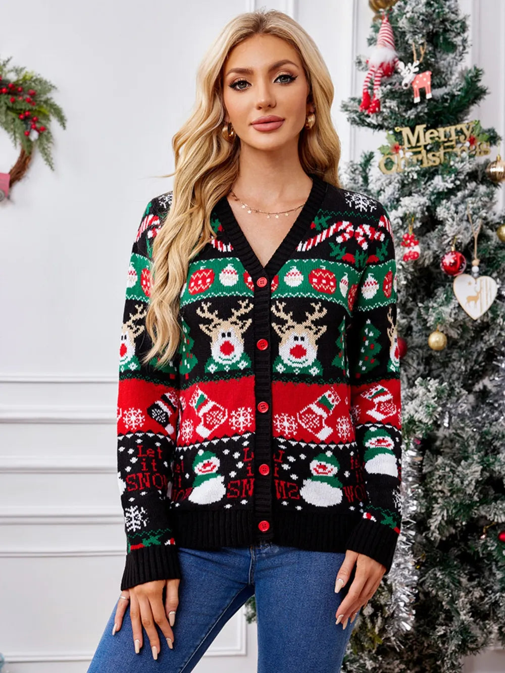 Veste de Noël décontractée à manches longues pour femmes