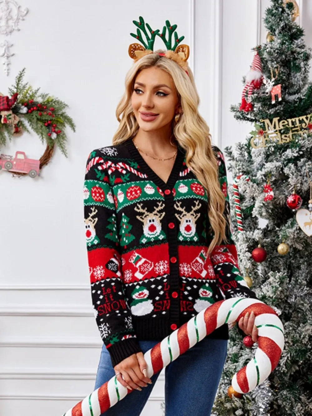Veste de Noël décontractée à manches longues pour femmes
