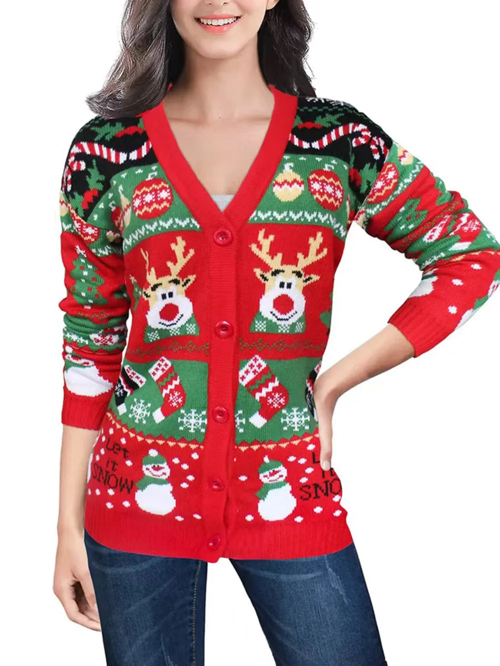 Veste de Noël décontractée à manches longues pour femmes
