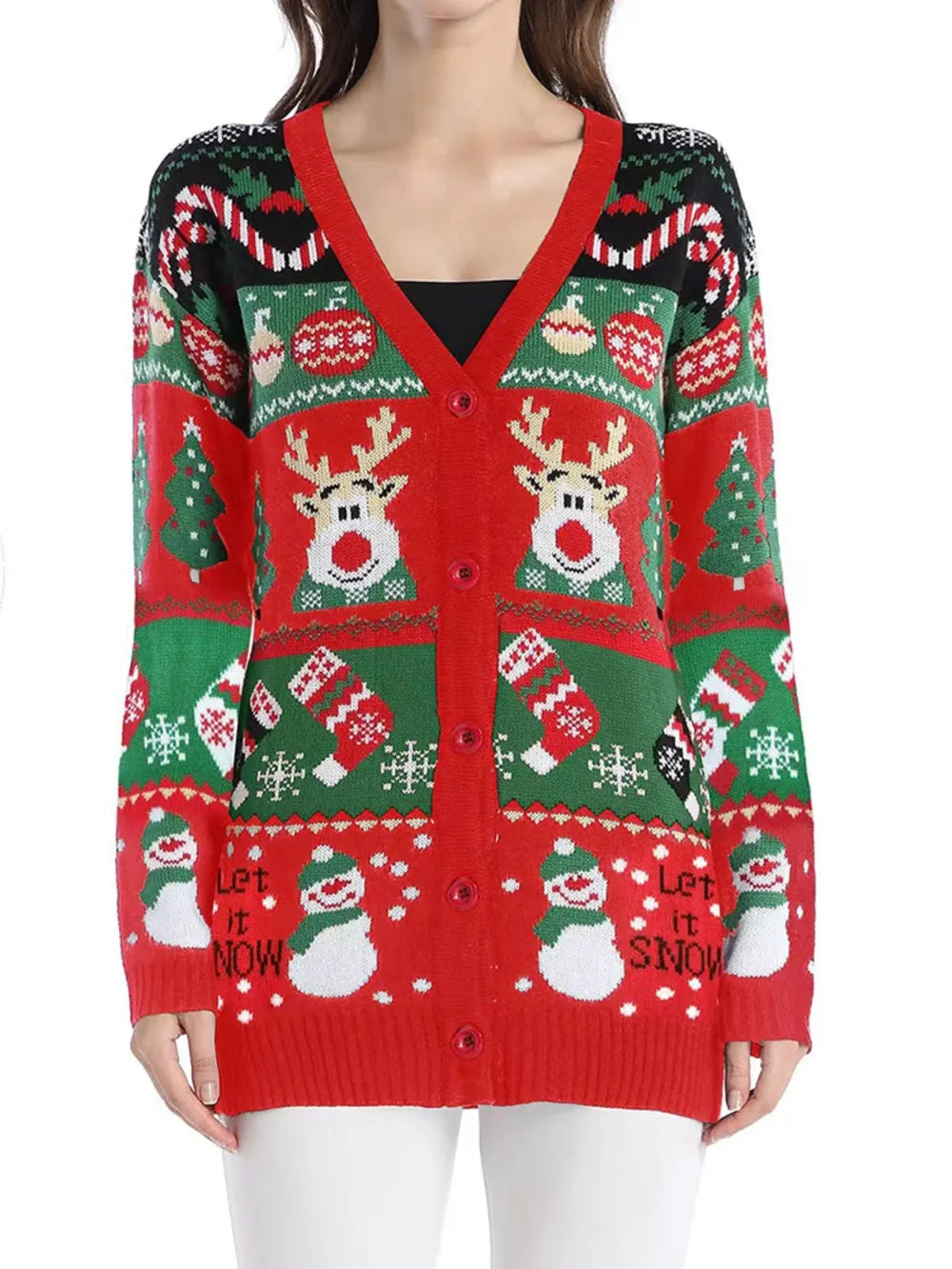 Veste de Noël décontractée à manches longues pour femmes