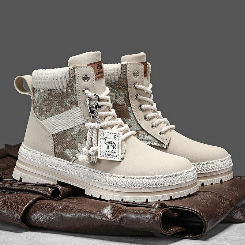 Autumn canvas high top shoes men's casual motorcycle short boots workwear boots hiking Martin boots board shoes - Korvel