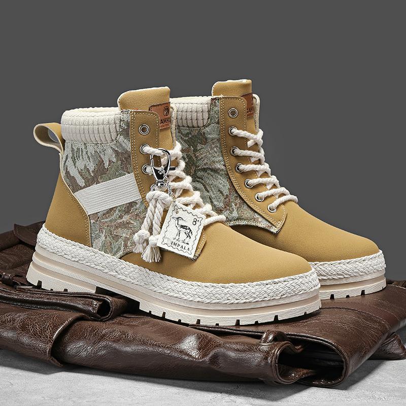 Autumn canvas high top shoes men's casual motorcycle short boots workwear boots hiking Martin boots board shoes - Korvel