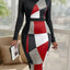 High-Waisted Geometric Long Skirt for Autumn Commuting