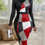 High-Waisted Geometric Long Skirt for Autumn Commuting