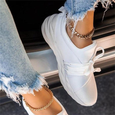 Stylish Autumn Sneakers for Women - Breathable Lace-Up Sport Shoes