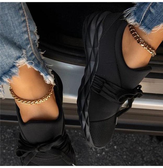 Stylish Autumn Sneakers for Women - Breathable Lace-Up Sport Shoes - Korvel