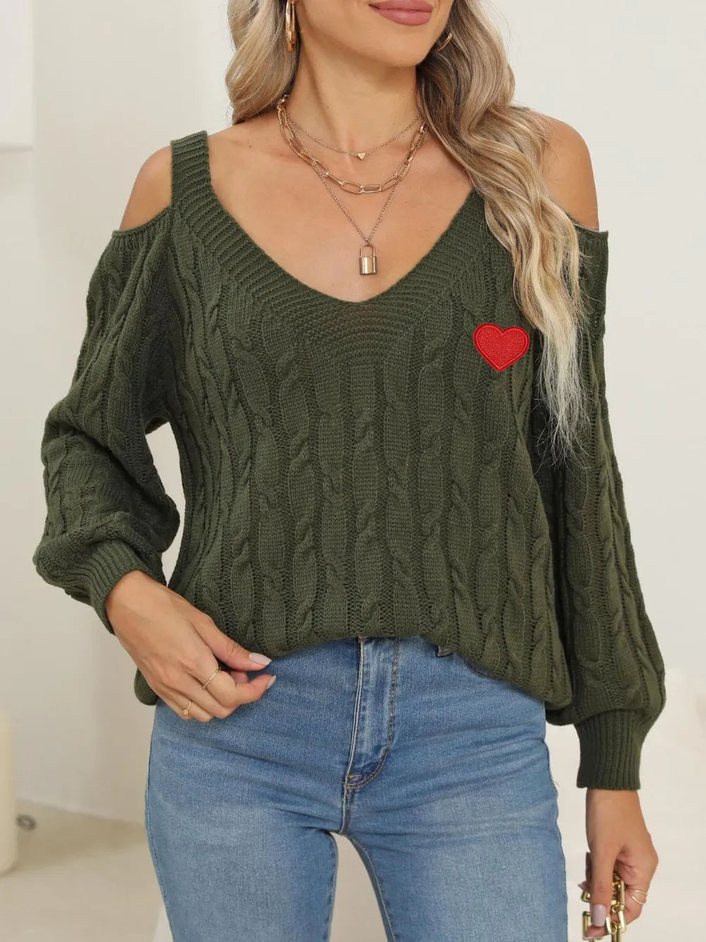 Autumn/Winter Top Deep V Sexy Off Shoulder Loose Hooded Sweater for Women - Korvel
